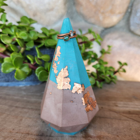 (#1102) Teal/Tan Jesmonite Jewelry Tray Set (#1102) Teal/Tan Jesmonite Jewelry Tray Set