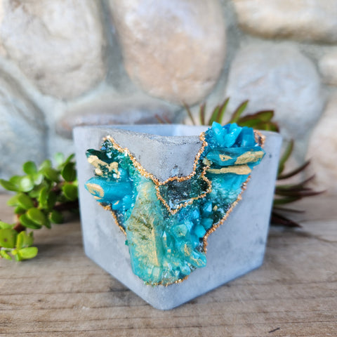 (#312) Turquoise Crystal Geode - Square