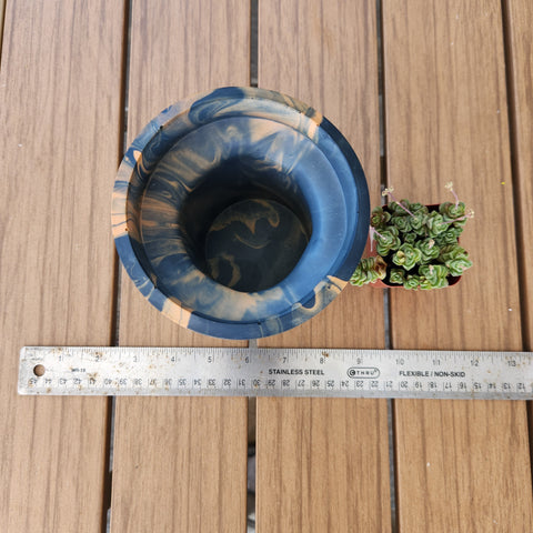 Jesmonite Goblet Pot (large) - Navy/Tan Marbled Jesmonite Goblet Pot (large) - Navy/Tan Marbled