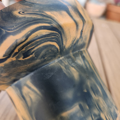 Jesmonite Goblet Pot (large) - Navy/Tan Marbled Jesmonite Goblet Pot (large) - Navy/Tan Marbled