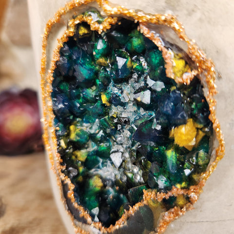 Deep Teal Crystal Cavern Geode - OG Cylinder