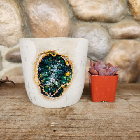 Deep Teal Crystal Cavern Geode - OG Cylinder