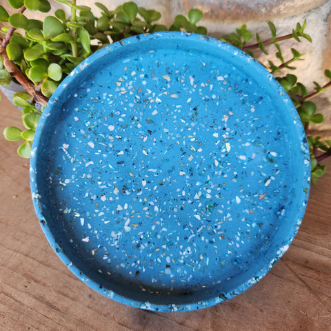 (#1101) Blue Terrazzo Jesmonite Jewelry Tray Set