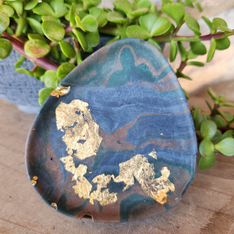 (#1107) Navy/Brown/Emerald Jesmonite Mini Jewelry Tray Set