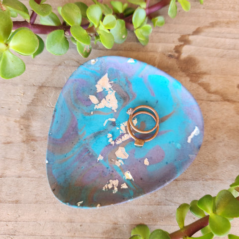 (#1124) Jesmonite Mini Trinket Tray - Blue/Purple/Brown