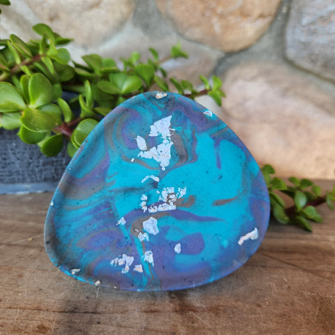 (#1124) Jesmonite Mini Trinket Tray - Blue/Purple/Brown