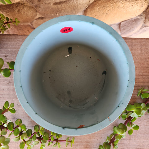 (#1134) Jesmonite Pot - Round - Teal & Mixed Metals