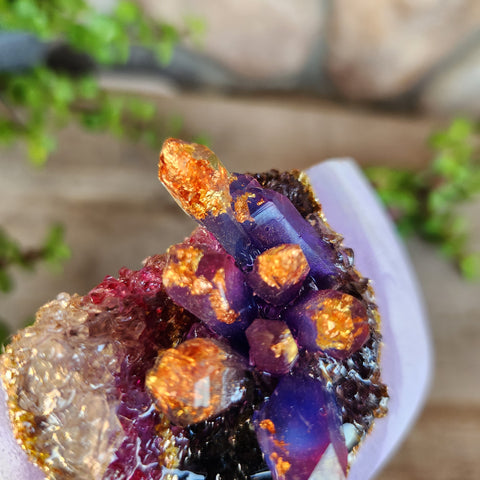 (#1145) Juicy Grape Crystal Geode - Sm Shallow Bowl
