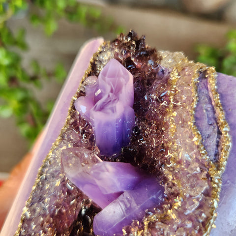 (#1144) Light Amethyst Crystal Geode - Sm Pot/Straight