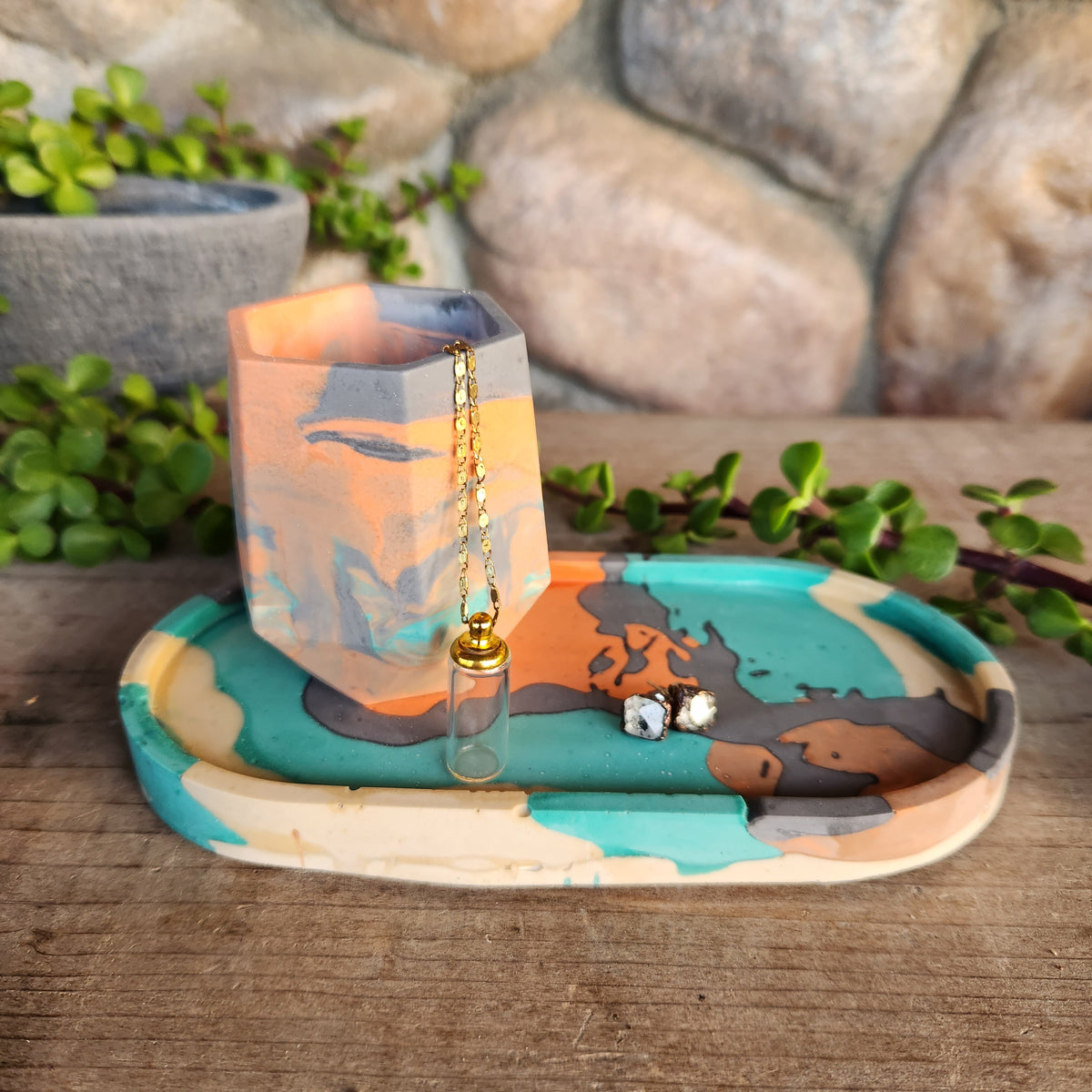 (#1151) Chaos Jesmonite Trinket Tray Set