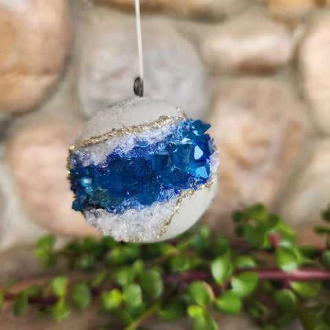 (#1239) Blue Geode Ornament