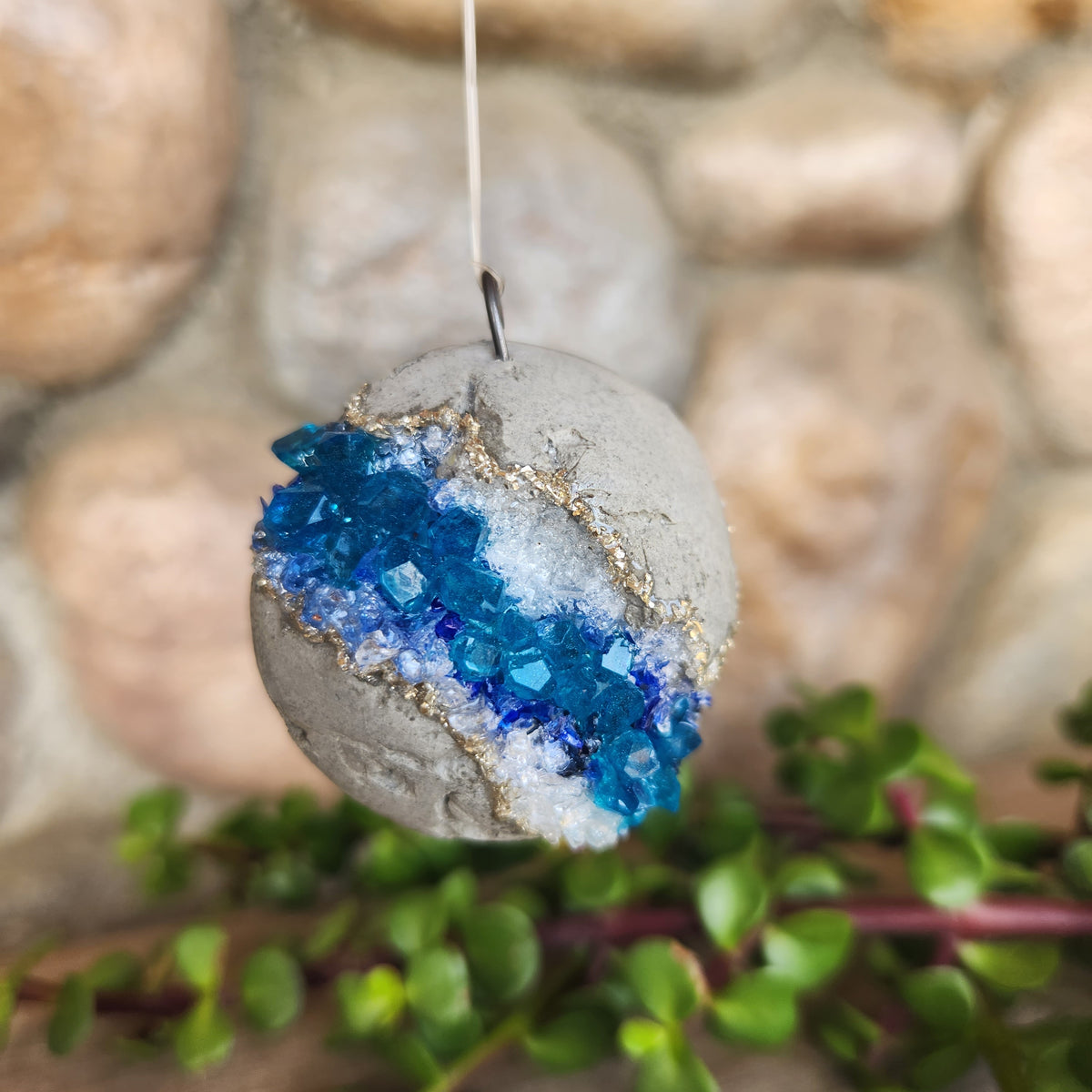 (#1239) Blue Geode Ornament