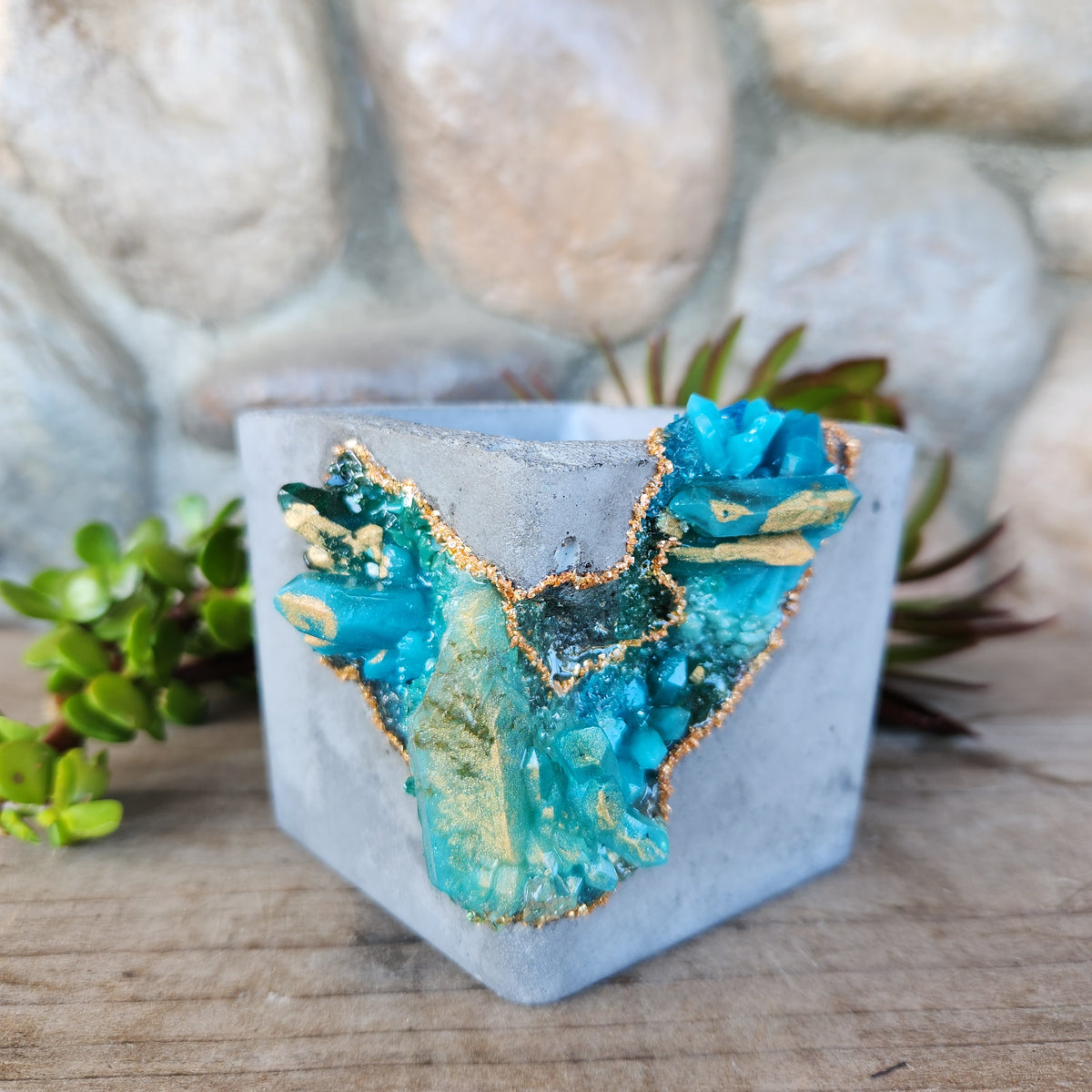 (#312) Turquoise Crystal Geode - Square