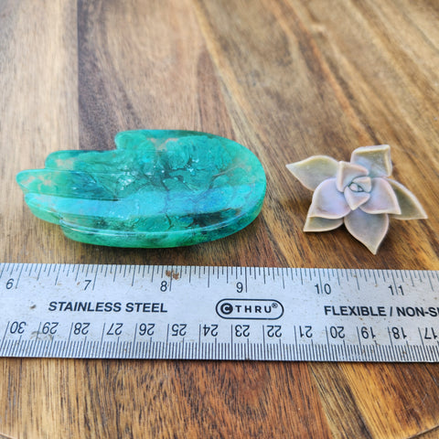 Resin Trinket Tray - Mini Hand - Green Swirls