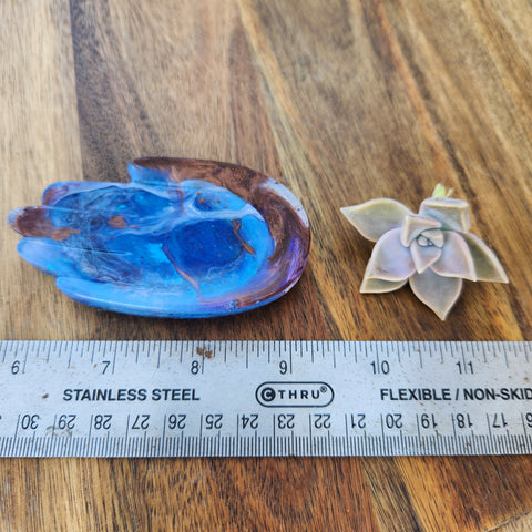 Resin Trinket Tray - Mini Hand - Blue Swirl