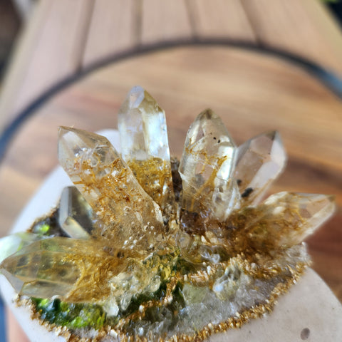 Moss Crystal Geode - Sm Shallow Bowl