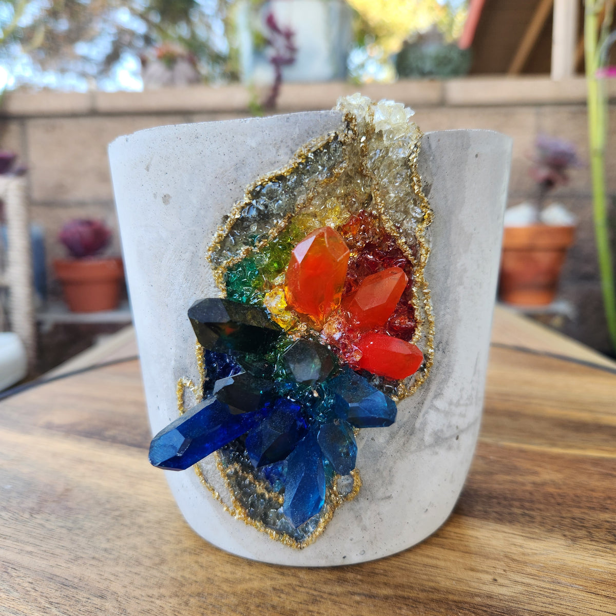 (#1245) Rainbow Crystal Geode - OG Cylinder