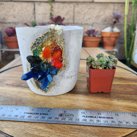 (#1245) Rainbow Crystal Geode - OG Cylinder